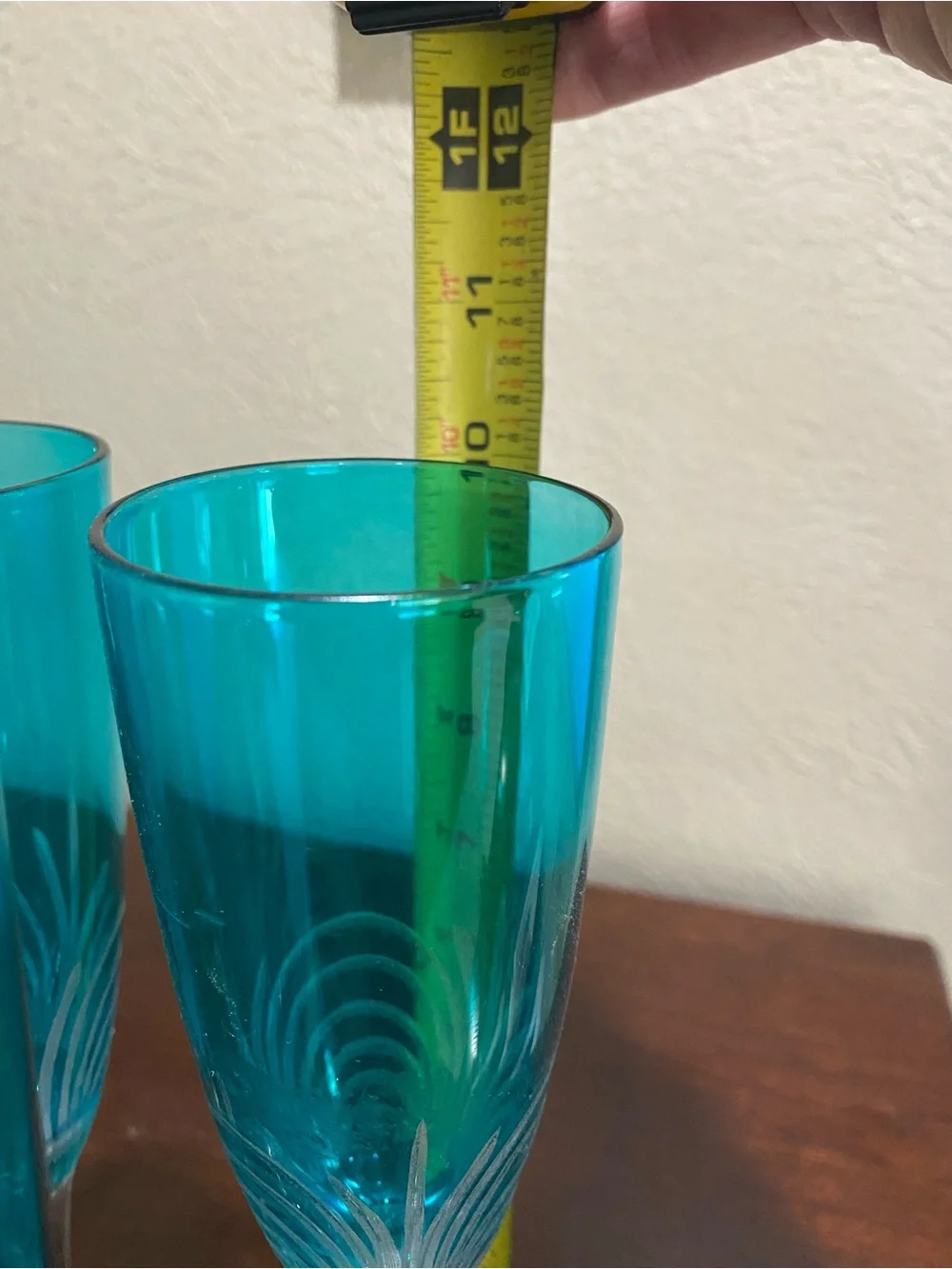 Vintage, Set of 5, Pier 1, Pavo Aqua Crystal Champagne Glasses